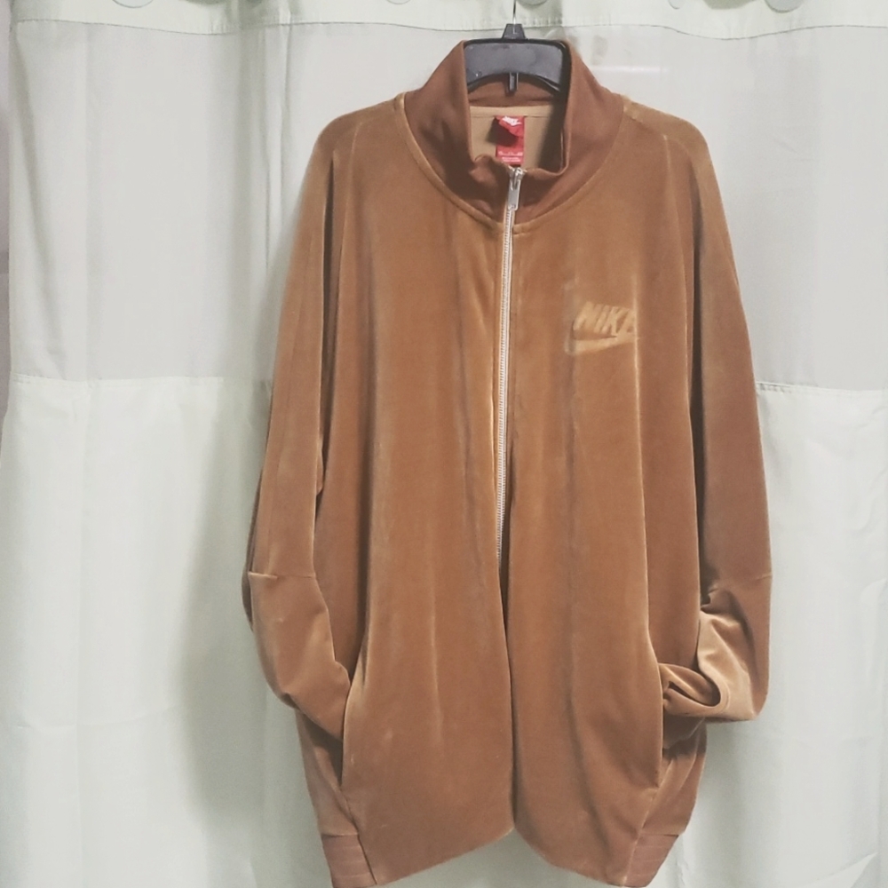 Mens Nike XXL Dark Tan/ Goldish Velour Track Jacket.